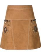 Coach Leather A-line Skirt, Women's, Size: 0, Brown, Lamb Skin/cupro