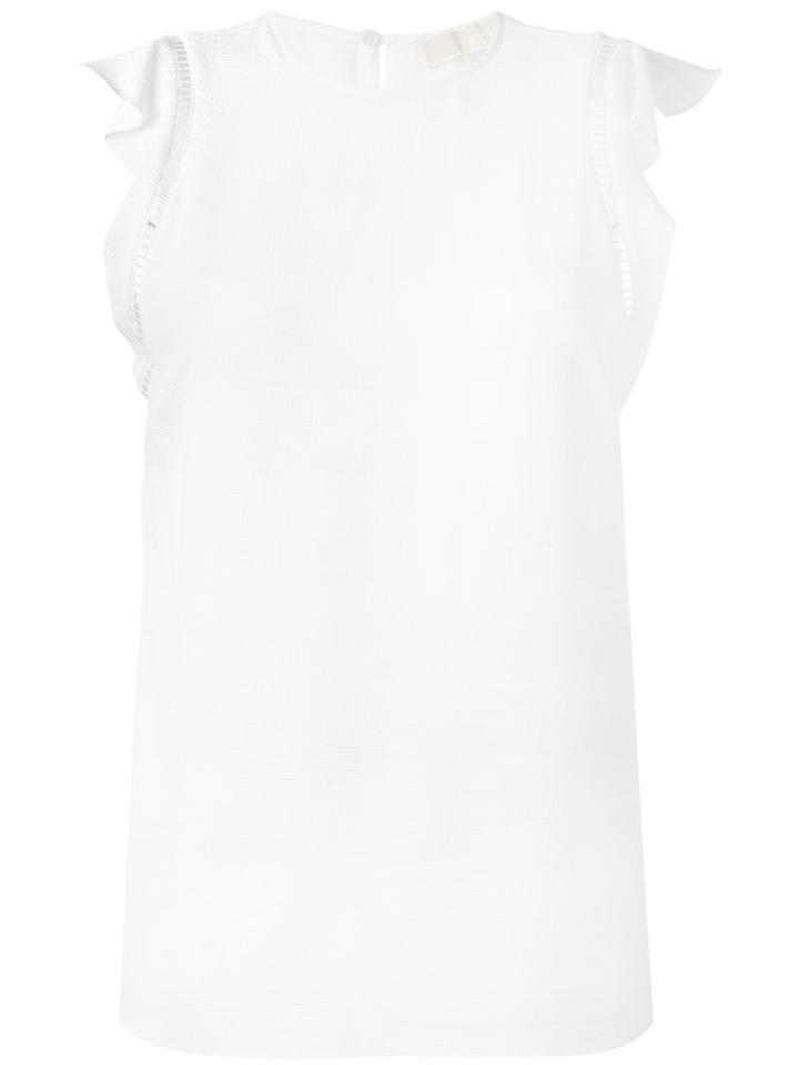 Michael Michael Kors Frill Sleeve Tank Top, Women's, Size: Xxs, White, Polyester/spandex/elastane/polyester