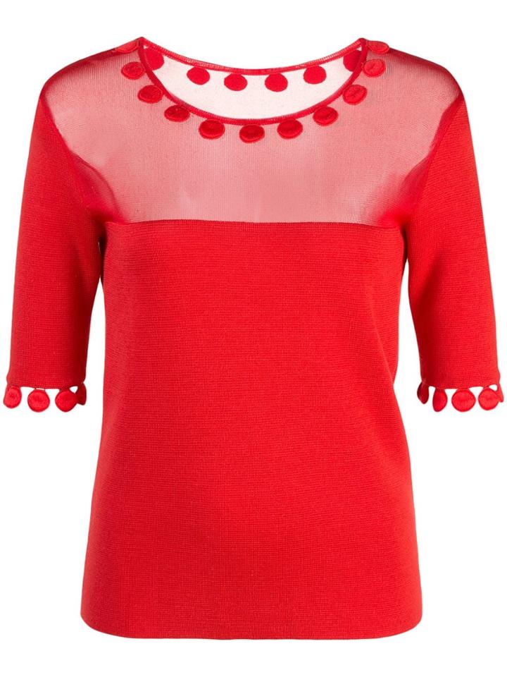 Oscar De La Renta Circle Trimmed Top - Red