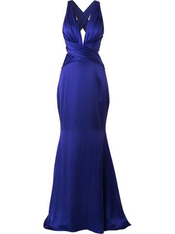 Romona Keveza Backless Crossover Gown - Pink & Purple