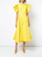 Christian Siriano Flared Midi Dress - Yellow & Orange