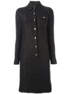 Jean Louis Scherrer Vintage Floral Shirt Dress - Black