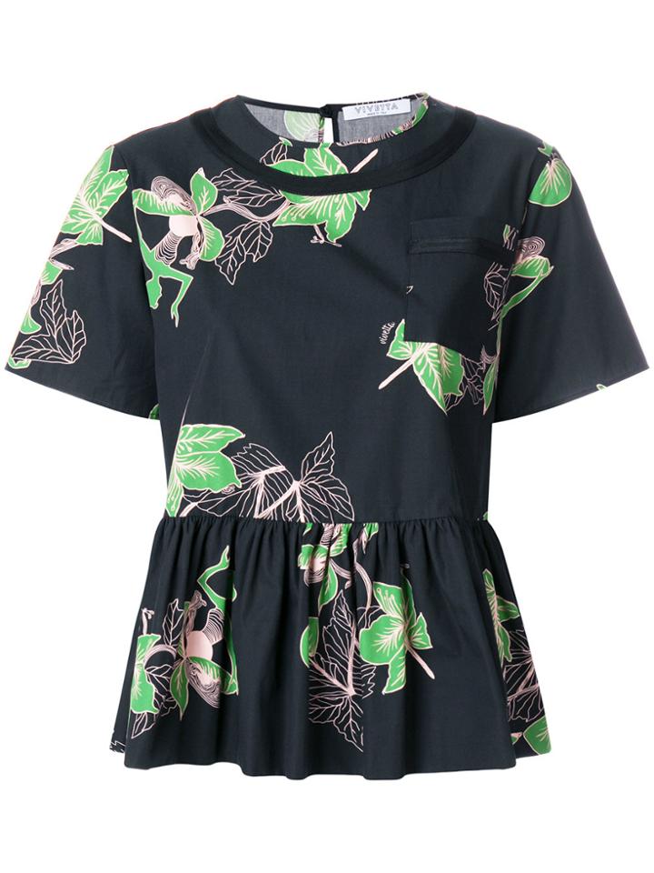Vivetta Printed Peplum T-shirt - Black