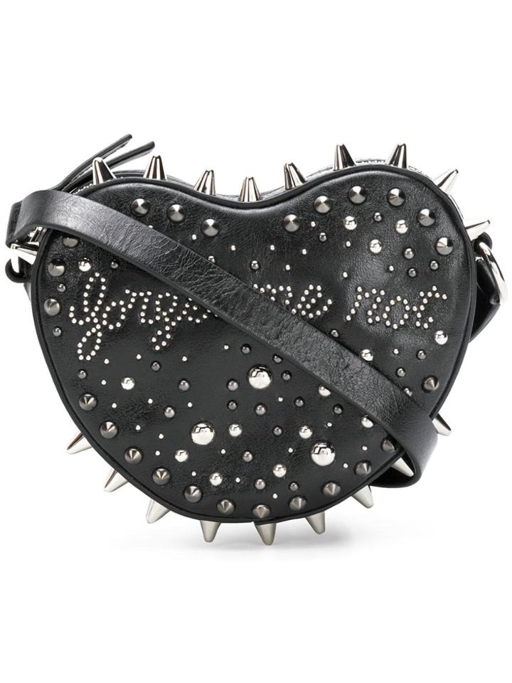 Red Valentino Forget Me Not Embellished Heart Crossbody Bag - Black