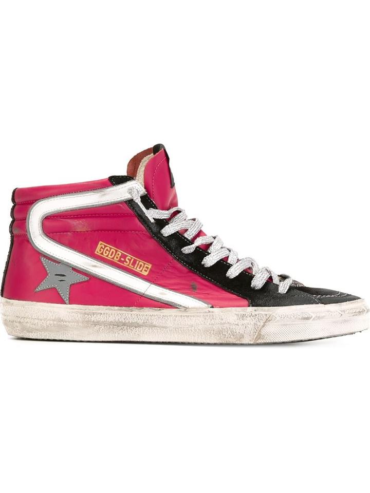 Golden Goose Deluxe Brand Slide Hi-top Sneakers, Men's, Size: 39, Pink/purple, Calf Leather/nylon/rubber