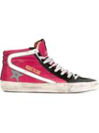 Golden Goose Deluxe Brand Slide Hi-top Sneakers, Men's, Size: 39, Pink/purple, Calf Leather/nylon/rubber