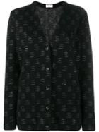 Saint Laurent Mohair And Wool Cardigan With Dollar Signs Embroidery, Women's, Size: Medium, Black, Mohair/wool/polyamide/metallic Fibre