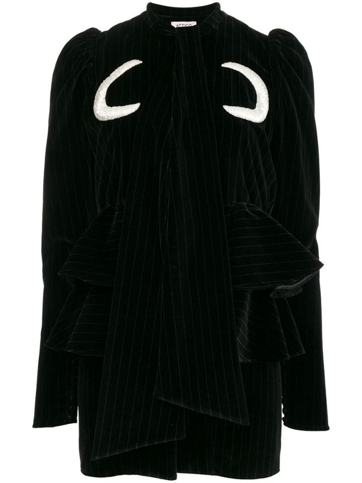Attico Luna Cotton-velvet Mini-dress - Black