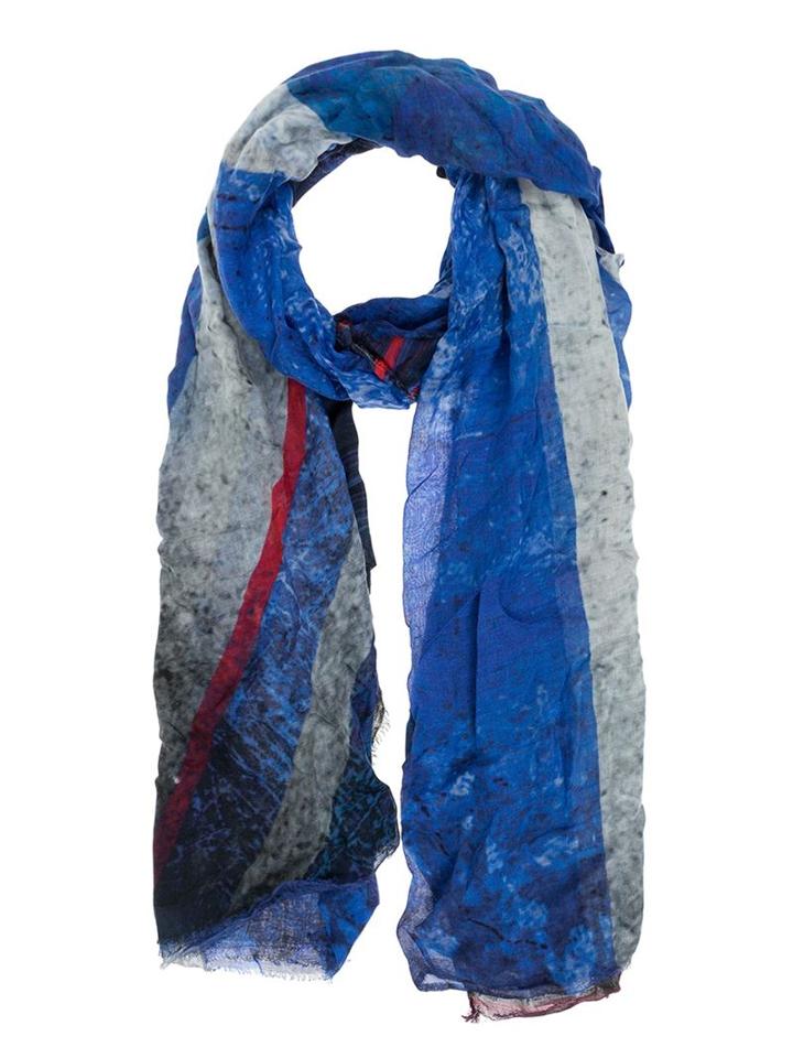 Faliero Sarti Printed Scarf, Adult Unisex, Blue, Modal/cashmere