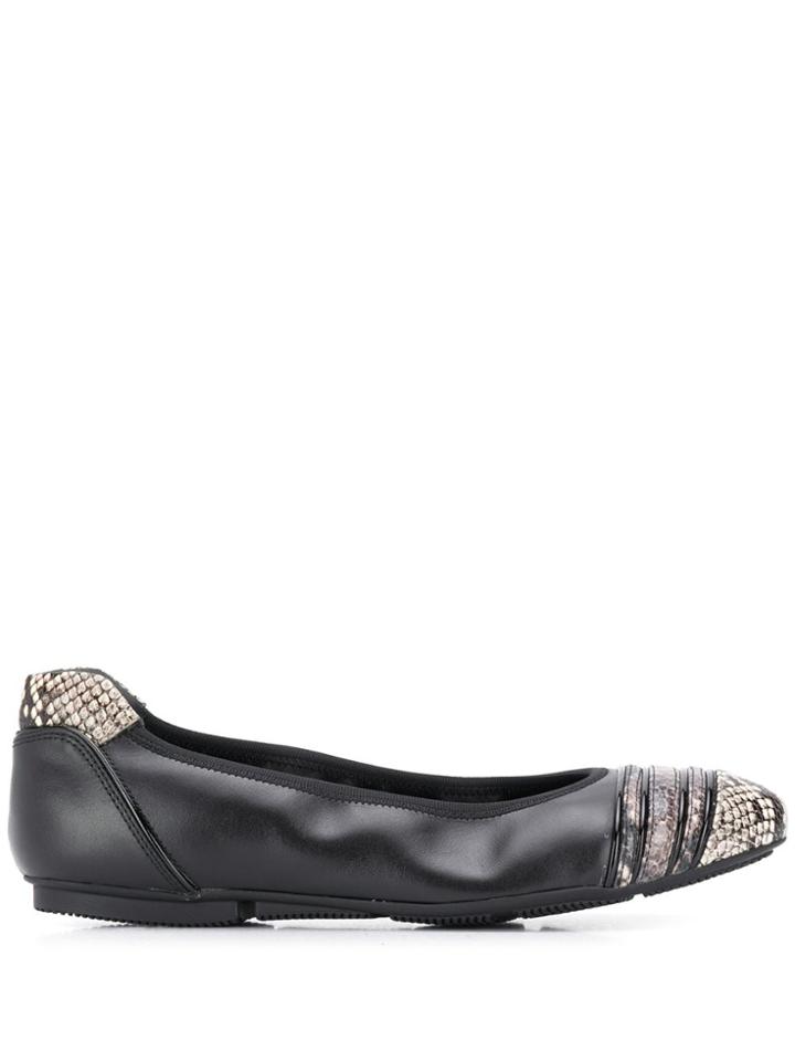 Hogan Snakeskin Print Ballerina Shoes - Black