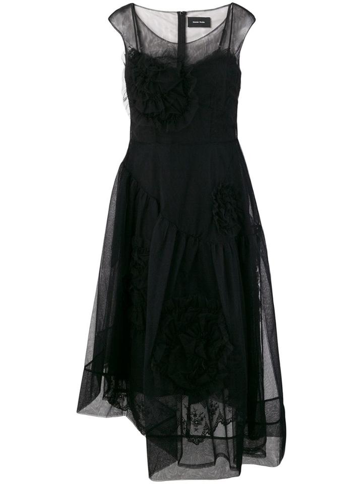 Simone Rocha Ruched Flower Midi Dress - Black