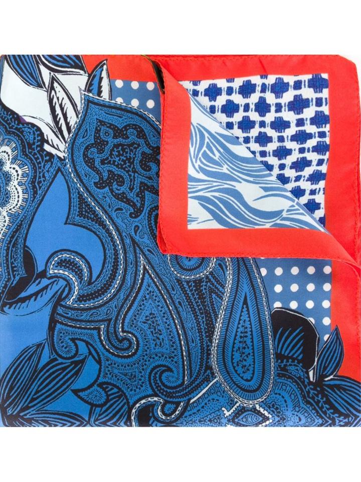Etro Paisley Print Scarf, Men's, Blue, Silk