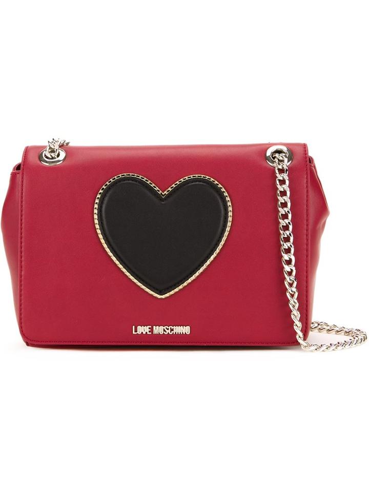 Love Moschino Medium 'heart' Crossbody Bag, Women's, Red