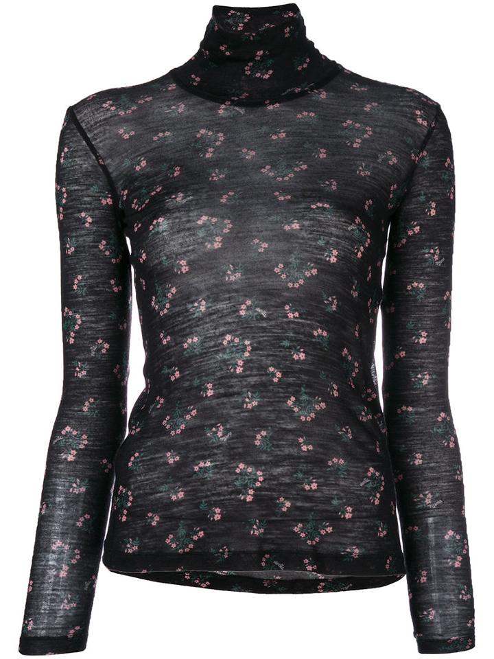 Vivetta - Sheer Embroidered Top - Women - Polyamide/wool - 42, Black, Polyamide/wool