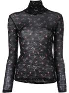 Vivetta - Sheer Embroidered Top - Women - Polyamide/wool - 42, Black, Polyamide/wool