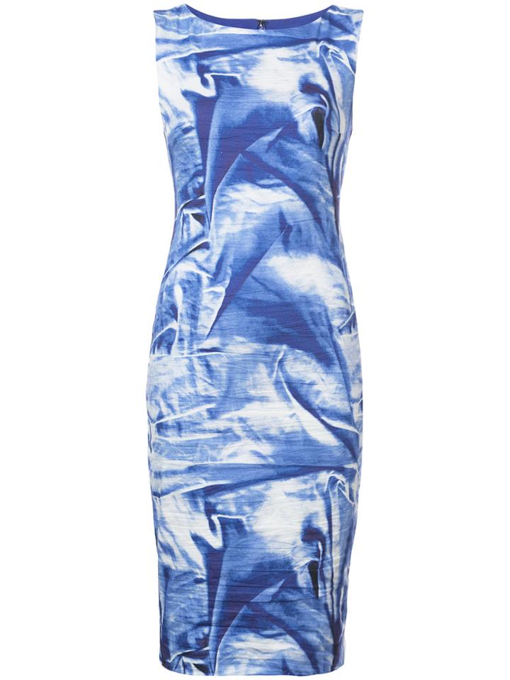 Nicole Miller Printed Fitted Dress - Blue