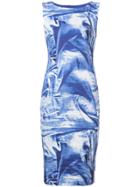 Nicole Miller Printed Fitted Dress - Blue