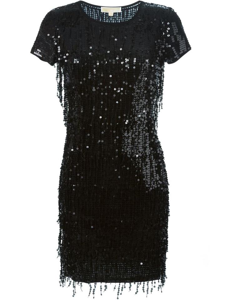 Michael Michael Kors Sequin Dress, Women's, Size: Medium, Black, Plastic/viscose