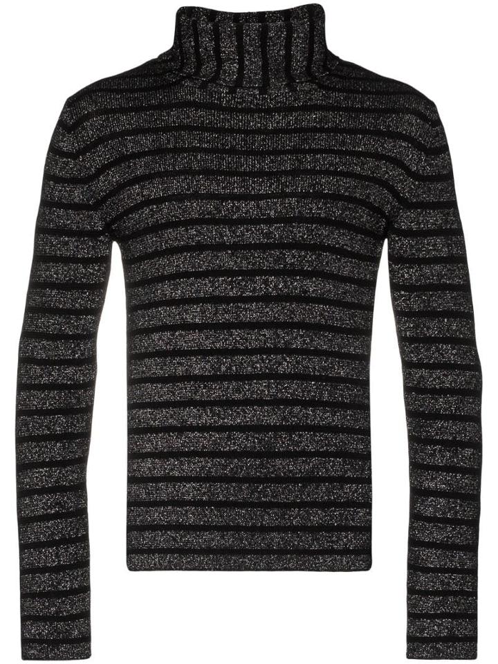 Saint Laurent Striped Knit Sweater - Black