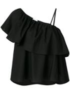 Au Jour Le Jour Asymmetric Ruffled Top - Black