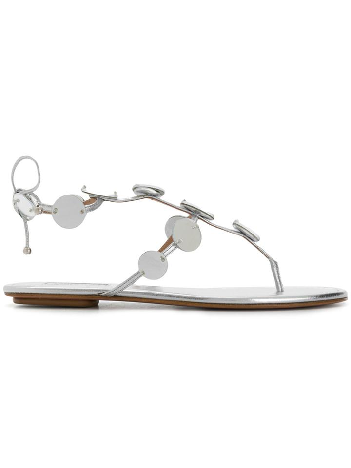 Aquazzura Mirror Detail Sandals - Metallic
