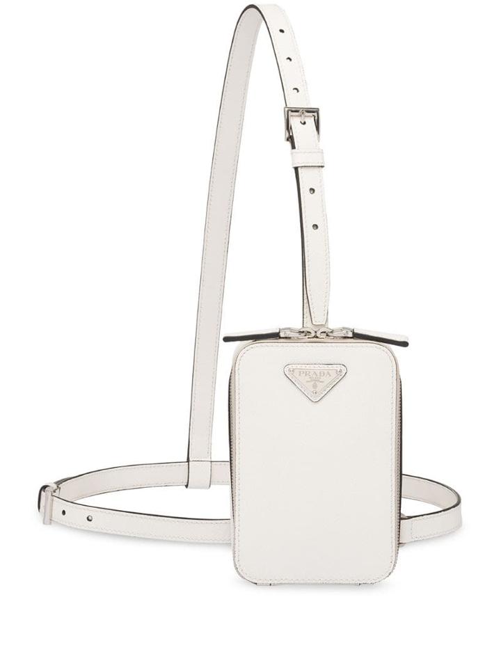 Prada Logo Plaque Harness Body Bag - White