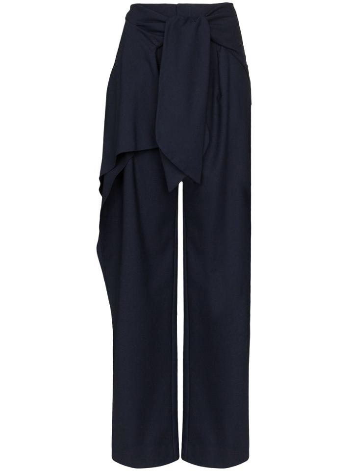 Chloé Front Tie Flannel Trousers - Blue