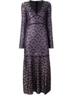 Roberto Cavalli Low V Neck Jacquard Dress, Women's, Size: 40, Polyester/viscose