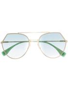 Fendi Eyewear Aviator Style Sunglasses - Green