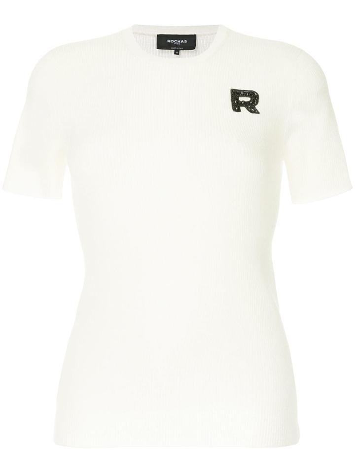Rochas Embellished Logo Knitted Top - White