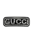 Gucci Crystal Logo Hair Clip - Black