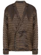 Haider Ackermann Square Pattern Oversized Blazer - Brown