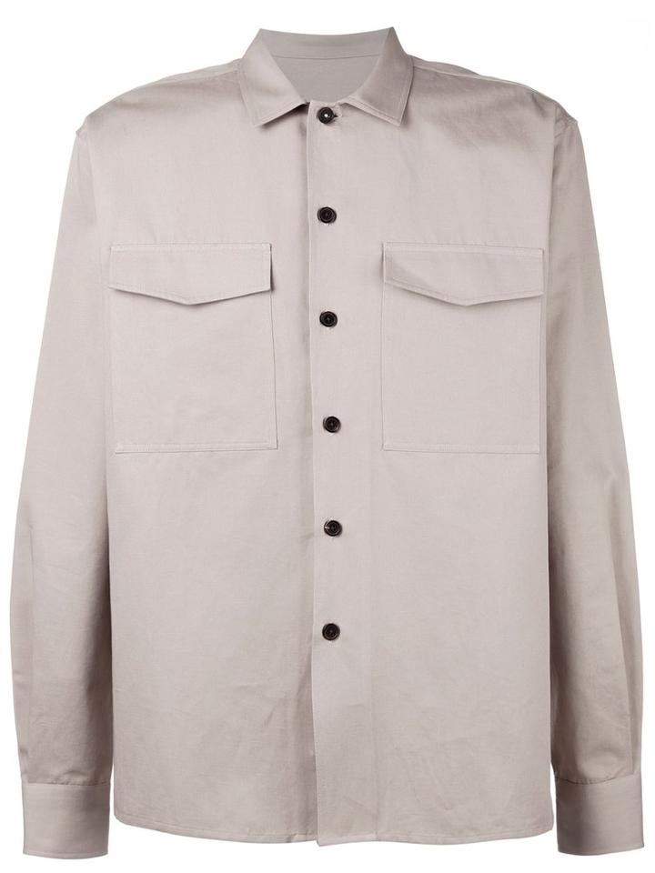 Ami Alexandre Mattiussi Camp Collar Overshirt, Size: 43, Nude/neutrals, Cotton/linen/flax