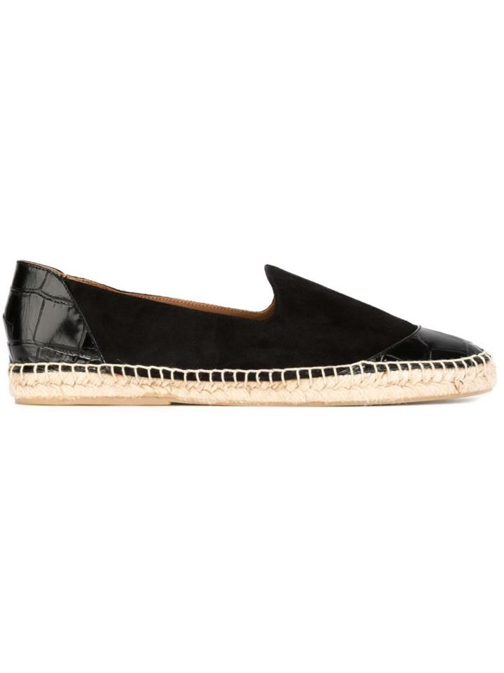 Giorgio Armani Embossed Espadrilles, Women's, Size: 39, Black, Calf Leather/raffia/rubber