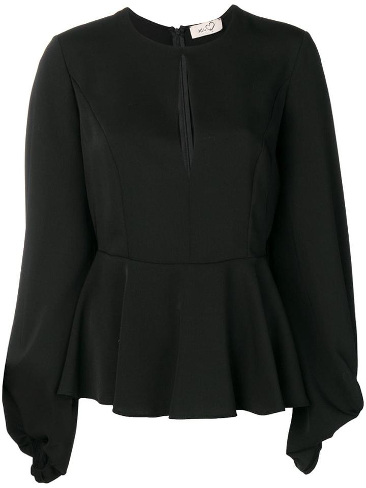 Ki6 Keyhole Peplum Top - Black