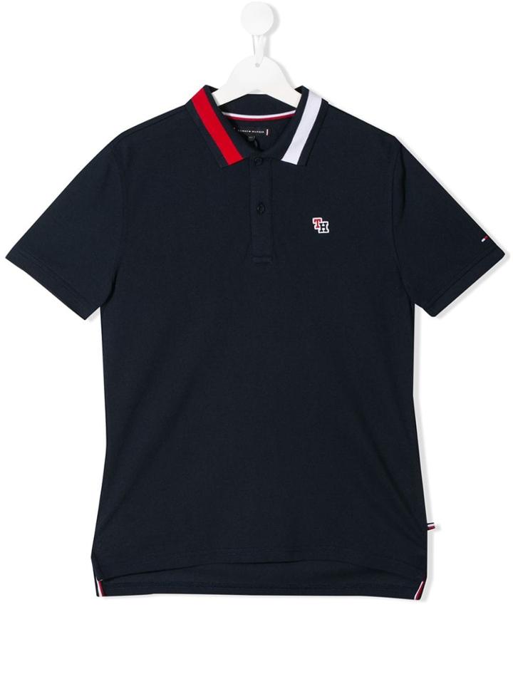 Tommy Hilfiger Junior Contrasting Collar Polo Shirt - Blue