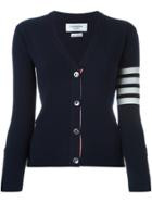 Thom Browne Classic V-neck Cardigan With 4-bar Stripe In Navy Cashmere