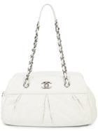 Chanel Vintage Iridescent Quilted Bowler Bag - White