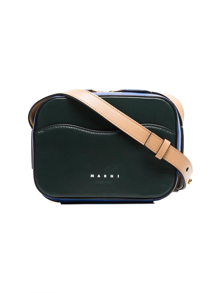 Marni Green, Blue And Beige Tricolour Camera Leather Shoulder Bag