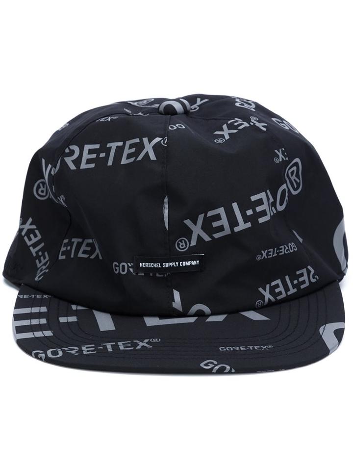 Herschel Supply Co. Text Print Flat Cap, Men's, Black, Polyester
