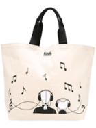 Karl Lagerfeld - Cartoon Music Print Shopper - Women - Cotton - One Size, Nude/neutrals, Cotton