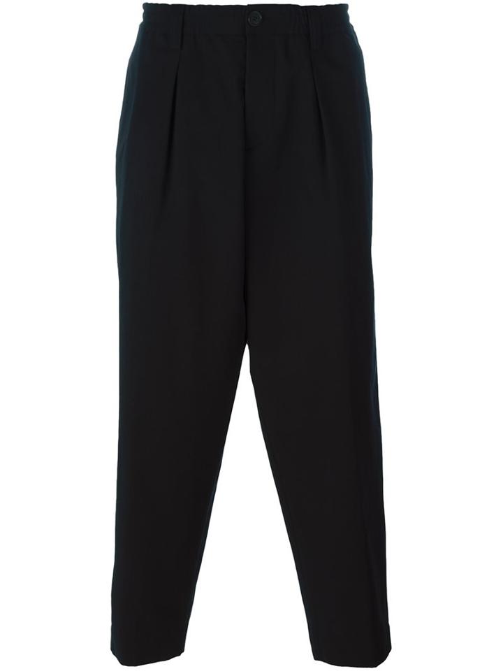Marni Front Pleat Tapered Trousers, Men's, Size: 48, Black, Cotton/virgin Wool