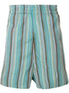 Paura Stripe Embroidered Shorts - Green