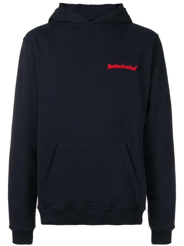 Intoxicated Logo Embroidered Skull Hoodie - Black