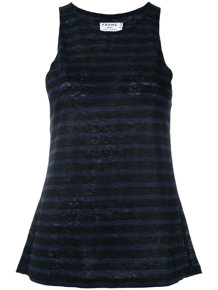 Frame Denim - Striped Tank Top - Women - Linen/flax - Xs, Blue, Linen/flax
