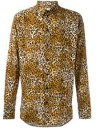 Saint Laurent Leopard Print Shirt, Men's, Size: 41, Black, Viscose