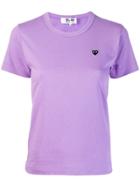 Comme Des Garçons Play Heart Embroidered T-shirt - Purple