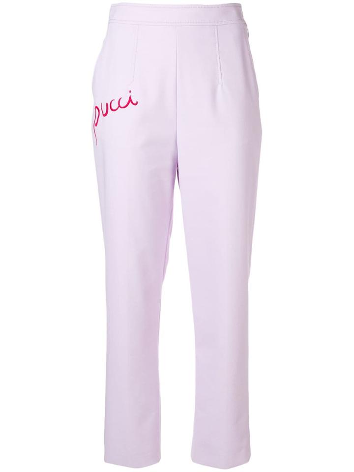 Emilio Pucci Pucci Embroidered Cropped Tailored Trousers - Purple
