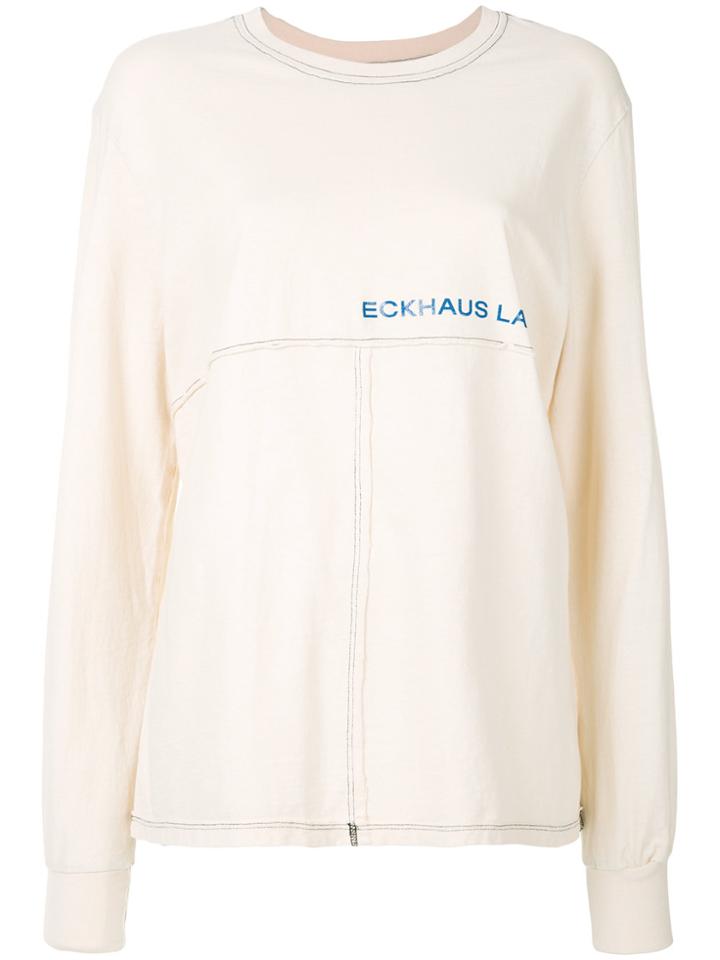 Eckhaus Latta Logo Print Longsleeved T-shirt - Nude & Neutrals