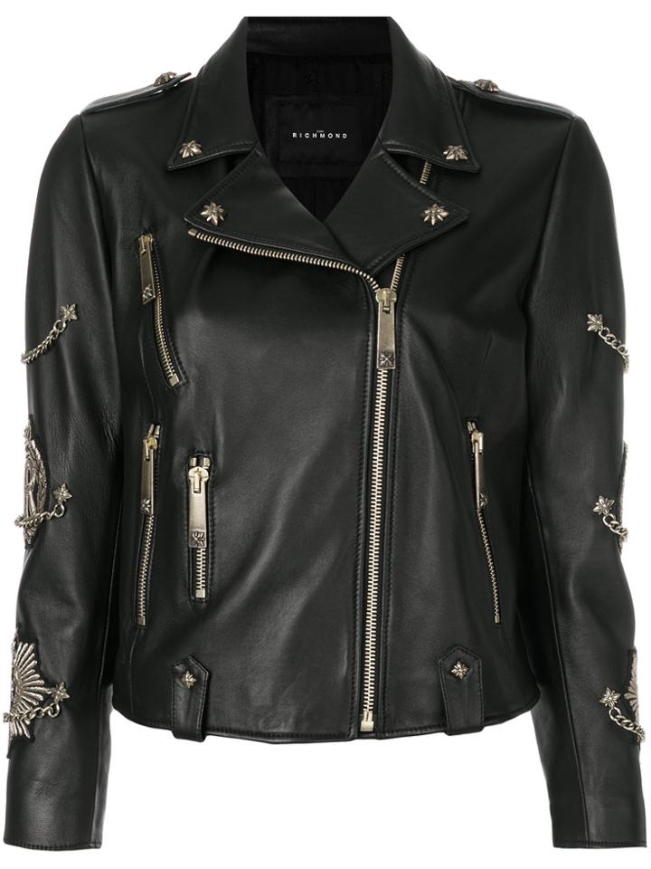 John Richmond Zipped Biker Jacket - Black